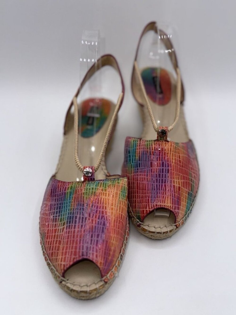 Alex Marie Multicolored Espadrille Wedge Peep Toe Sandals Sz 9
